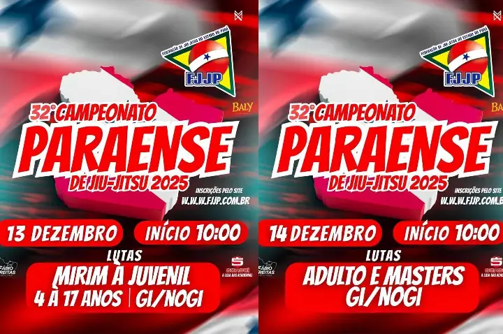 Belém sediará o 32º Campeonato Paraense de Jiu-Jitsu em dezembro