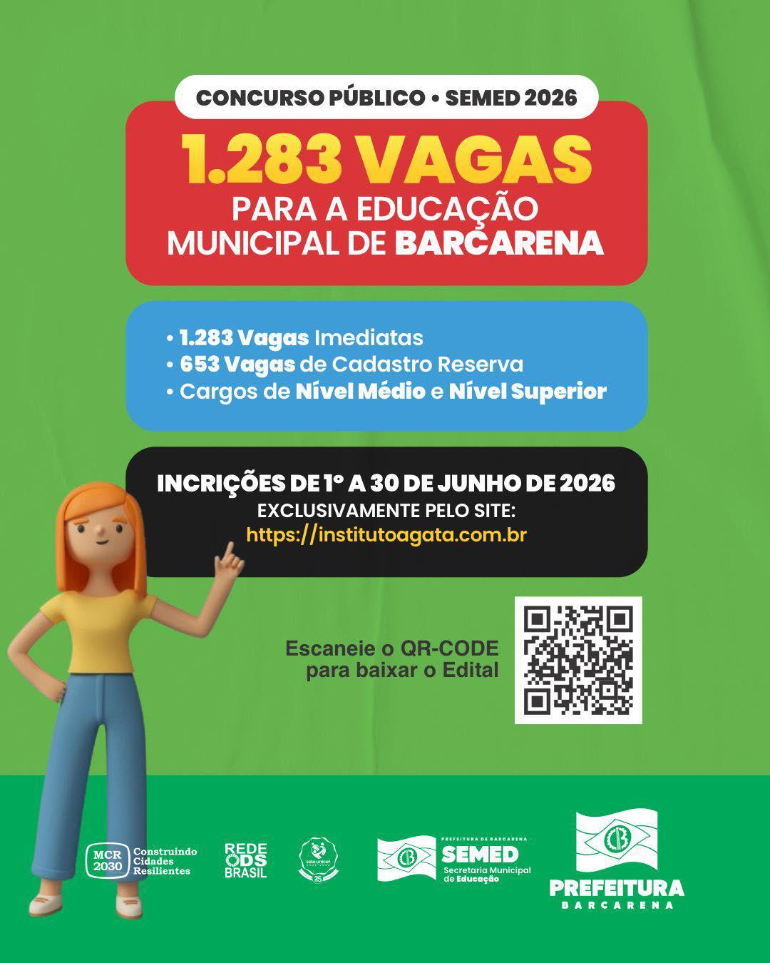 As oportunidades são destinadas aos cargos de professor da Educação Infantil, com 358 vagas, e professor do Ensino Fundamental, com 350 vagas, ambos com exigência de formação superior. Também há 575 vagas para os cargos de profissional de apoio especial e